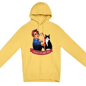 Childless Cat Ladies Vote Rosie The Riveter Premium Pullover Hoodie