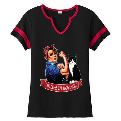 Childless Cat Ladies Vote Rosie The Riveter Ladies Halftime Notch Neck Tee