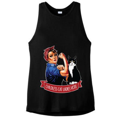 Childless Cat Ladies Vote Rosie The Riveter Ladies PosiCharge Tri-Blend Wicking Tank