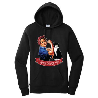 Childless Cat Ladies Vote Rosie The Riveter Women's Pullover Hoodie