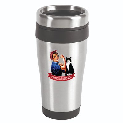 Childless Cat Ladies Vote Rosie The Riveter 16oz Travel Tumbler