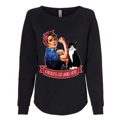 Childless Cat Ladies Vote Rosie The Riveter Womens California Wash Sweatshirt