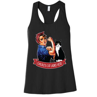 Childless Cat Ladies Vote Rosie The Riveter Women's Racerback Tank