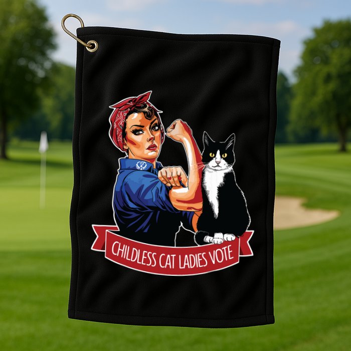 Childless Cat Ladies Vote Rosie The Riveter Golf Towel