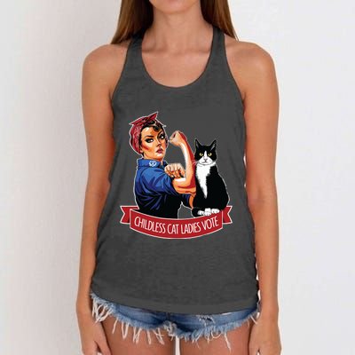 Childless Cat Ladies Vote Rosie The Riveter Women's Knotted Racerback Tank