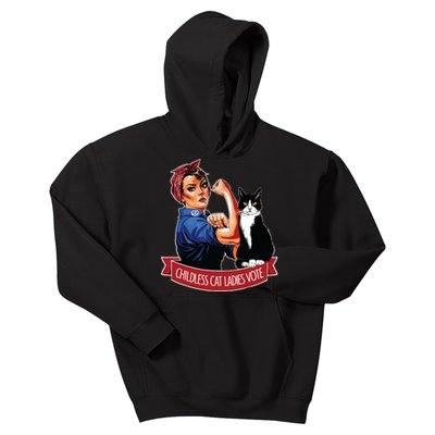 Childless Cat Ladies Vote Rosie The Riveter Kids Hoodie