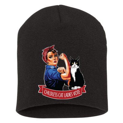 Childless Cat Ladies Vote Rosie The Riveter Short Acrylic Beanie