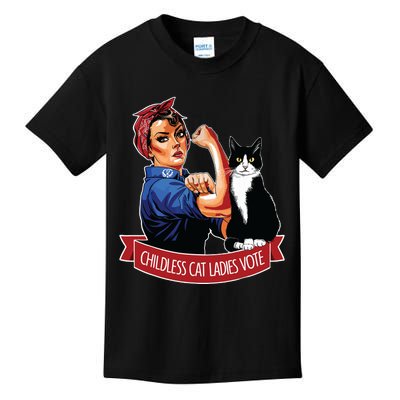 Childless Cat Ladies Vote Rosie The Riveter Kids T-Shirt