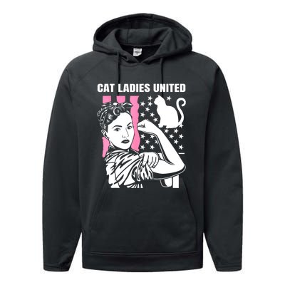 Childless Cat Lady For Cat Mom Women Cat Ladies Performance Fleece Hoodie