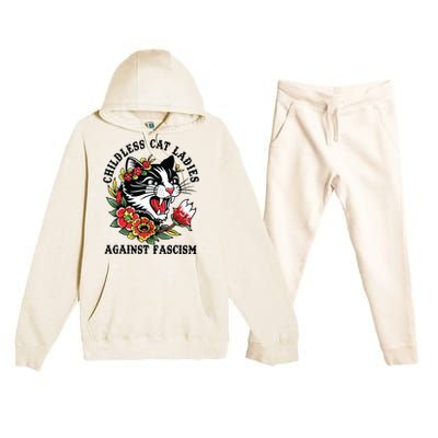 Childless Cat Ladies Voting Election 2024 Usa Vintage Premium Hooded Sweatsuit Set