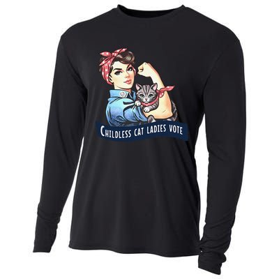 Childless Cat Ladies Vote Rosie The Riveter Election 2024 Gift Cooling Performance Long Sleeve Crew