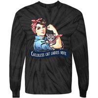 Childless Cat Ladies Vote Rosie The Riveter Election 2024 Gift Tie-Dye Long Sleeve Shirt