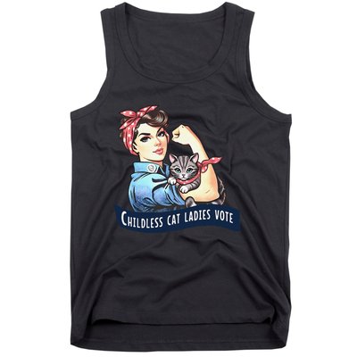 Childless Cat Ladies Vote Rosie The Riveter Election 2024 Gift Tank Top