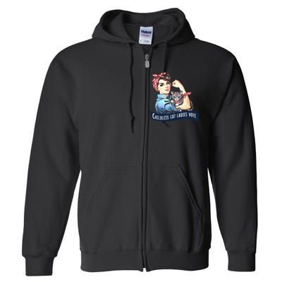 Childless Cat Ladies Vote Rosie The Riveter Election 2024 Gift Full Zip Hoodie