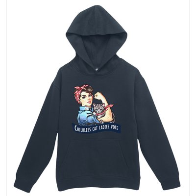 Childless Cat Ladies Vote Rosie The Riveter Election 2024 Gift Urban Pullover Hoodie