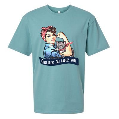 Childless Cat Ladies Vote Rosie The Riveter Election 2024 Gift Sueded Cloud Jersey T-Shirt