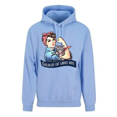 Childless Cat Ladies Vote Rosie The Riveter Election 2024 Gift Unisex Surf Hoodie