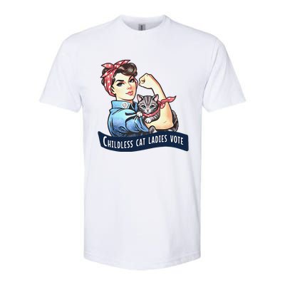 Childless Cat Ladies Vote Rosie The Riveter Election 2024 Gift Softstyle CVC T-Shirt