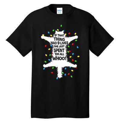 Cat Christmas Lights Funny Christmas Vacation kitten Lover Tall T-Shirt