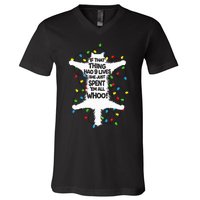 Cat Christmas Lights Funny Christmas Vacation kitten Lover V-Neck T-Shirt