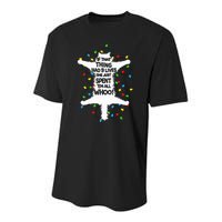 Cat Christmas Lights Funny Christmas Vacation kitten Lover Youth Performance Sprint T-Shirt