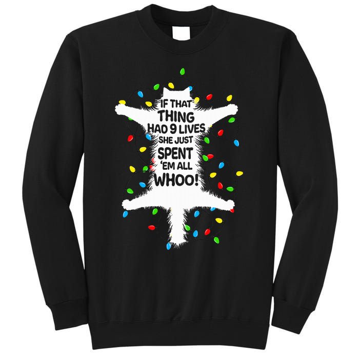 Cat Christmas Lights Funny Christmas Vacation kitten Lover Tall Sweatshirt