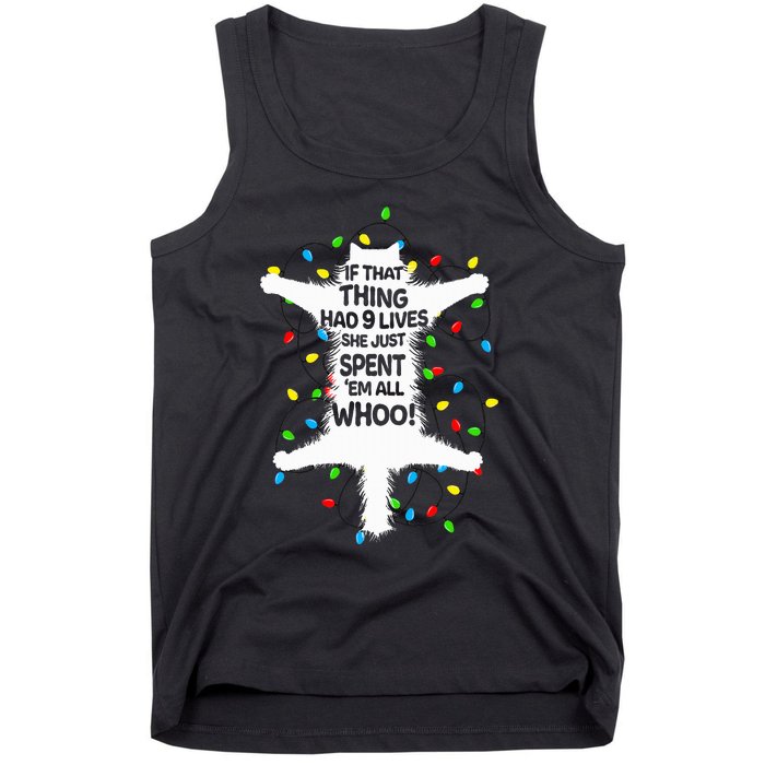 Cat Christmas Lights Funny Christmas Vacation kitten Lover Tank Top