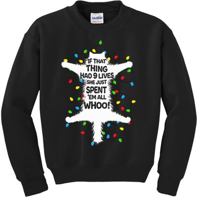 Cat Christmas Lights Funny Christmas Vacation kitten Lover Kids Sweatshirt