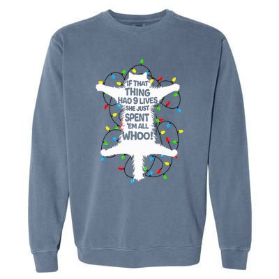 Cat Christmas Lights Funny Christmas Vacation kitten Lover Garment-Dyed Sweatshirt