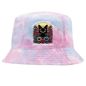 Childless Cat Ladies For Kamala Harris 2024 Tie-Dyed Bucket Hat