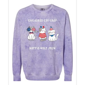 Childless Cat Lady Viral Pop Culture Meme Election 2024 Colorblast Crewneck Sweatshirt