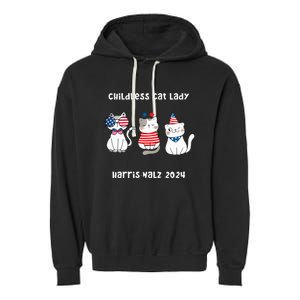 Childless Cat Lady Viral Pop Culture Meme Election 2024 Garment-Dyed Fleece Hoodie