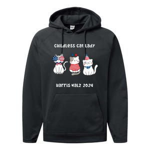 Childless Cat Lady Viral Pop Culture Meme Election 2024 Performance Fleece Hoodie