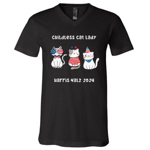 Childless Cat Lady Viral Pop Culture Meme Election 2024 V-Neck T-Shirt