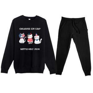 Childless Cat Lady Viral Pop Culture Meme Election 2024 Premium Crewneck Sweatsuit Set