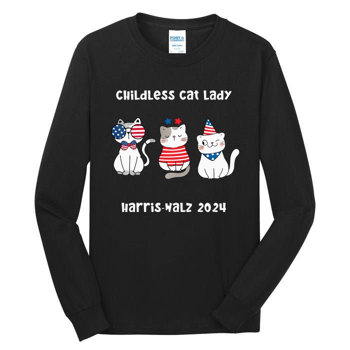 Childless Cat Lady Viral Pop Culture Meme Election 2024 Tall Long Sleeve T-Shirt