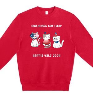 Childless Cat Lady Viral Pop Culture Meme Election 2024 Premium Crewneck Sweatshirt