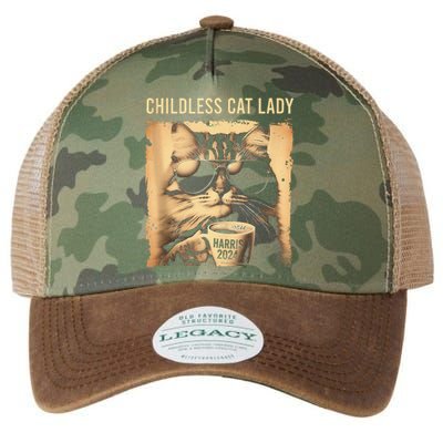 Childless Cat Lady Vintage Coffee Cat Gift Legacy Tie Dye Trucker Hat