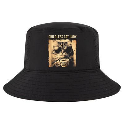 Childless Cat Lady Vintage Coffee Cat Gift Cool Comfort Performance Bucket Hat