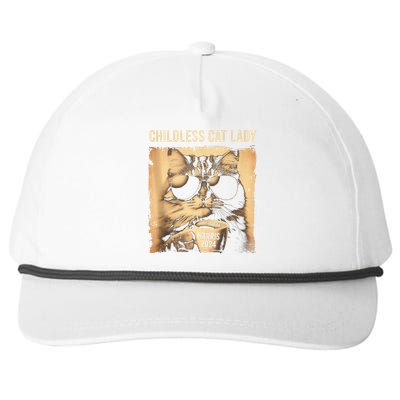 Childless Cat Lady Vintage Coffee Cat Gift Snapback Five-Panel Rope Hat