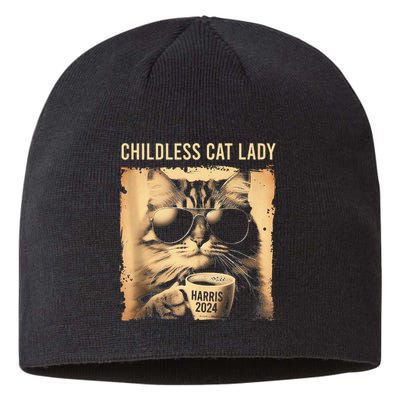 Childless Cat Lady Vintage Coffee Cat Gift Sustainable Beanie