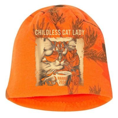 Childless Cat Lady Vintage Coffee Cat Gift Kati - Camo Knit Beanie