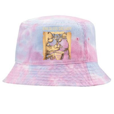 Childless Cat Lady Vintage Coffee Cat Gift Tie-Dyed Bucket Hat