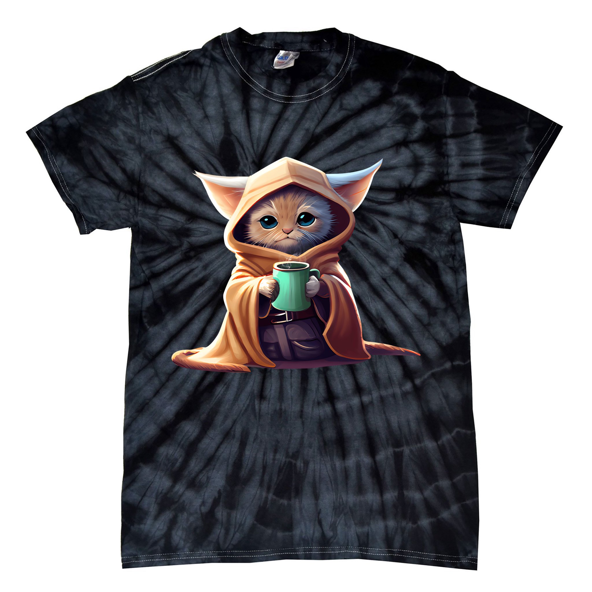 Cat Coffee Lover Kitten Baby Cute Adorable Fan Art Gift Tie-Dye T-Shirt