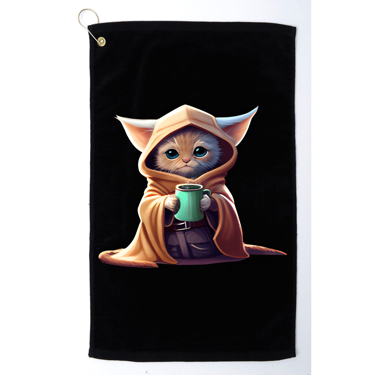Cat Coffee Lover Kitten Baby Cute Adorable Fan Art Gift Golf Towel