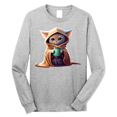Cat Coffee Lover Kitten Baby Cute Adorable Fan Art Gift Long Sleeve Shirt
