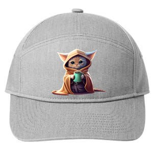 Cat Coffee Lover Kitten Baby Cute Adorable Fan Art Gift 7-Panel Snapback Hat