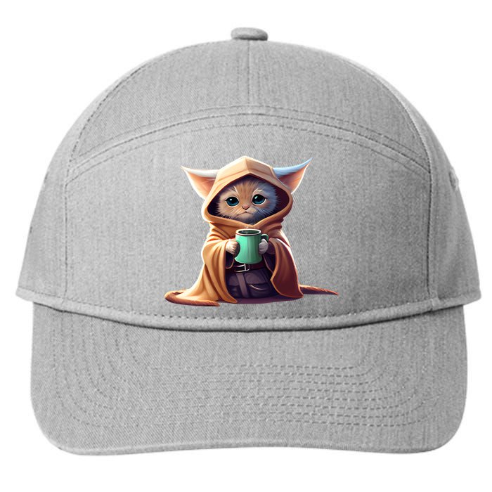 Cat Coffee Lover Kitten Baby Cute Adorable Fan Art Gift 7-Panel Snapback Hat