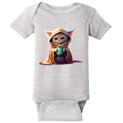 Cat Coffee Lover Kitten Baby Cute Adorable Fan Art Gift Baby Bodysuit