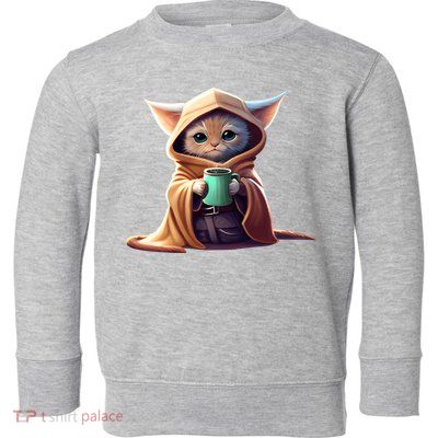 Cat Coffee Lover Kitten Baby Cute Adorable Fan Art Gift Toddler Sweatshirt